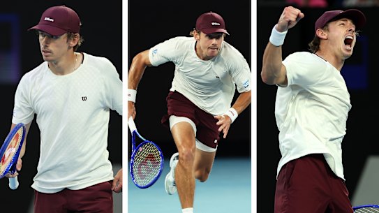 Alex de Minaur was at his energetic best in his win over Serbia’s Hamad Medjedovic.Credit: