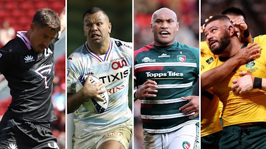 Waratahs targets and signings for 2023 (l-r): Harrison Goddard, Kurtley Beale, Nemani Nadolo and Tolu Latu.