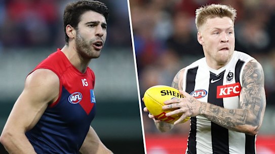 Expect Christian Petracca and Jordan de Goey to play key roles for their teams when Melbourne and Collingwood clash in an AFL qualifying final on Thursday September 7.