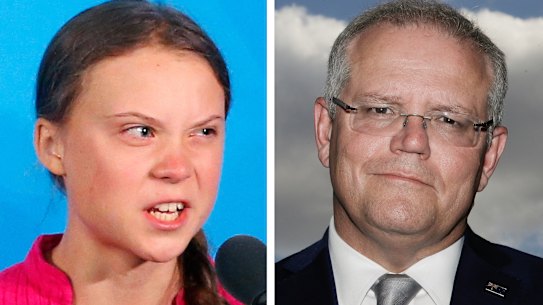 Greta Thunberg and Scott Morrison