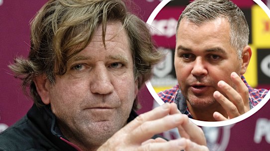 Des Hasler and (inset) Anthony Seibold.