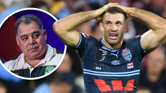 James Tedesco and (inset) Mal Meninga.