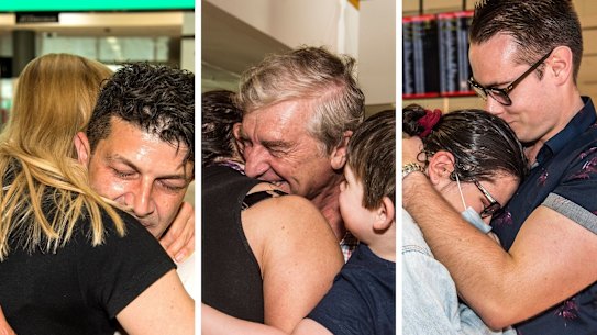 Composite image from Sydney Airport on the day borders reopened