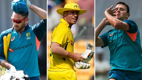 Glenn Maxwell, David Warner and Josh Hazlewood.
