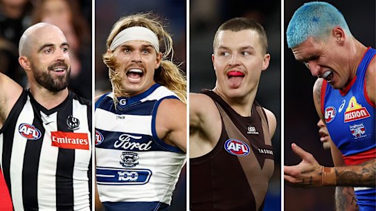 September dreaming: Steele Sidebottom, Bailey Smith, Jack Ginnivan and Rory Lobb have premiership aspirations.