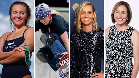 Ariarne Titmus, Poppy Starr Olsen, Meg Lanning and Liz Ellis