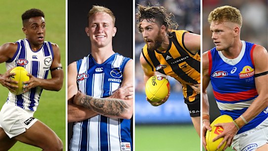 Atu Bosenavulagi, Jaidyn Stephenson, Tom Phillips and Adam Treloar were all offloaded by Collingwood at the end of the 2020 AFL season.