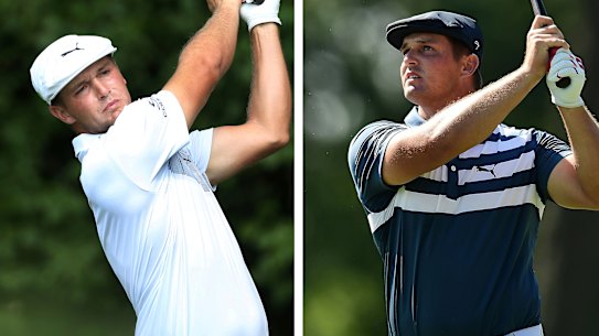 Big shot: Bryson DeChambeau in August 2018 and July 2020.