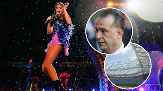 Taylor Swift performed in the rain at Olympic Park in 2018.