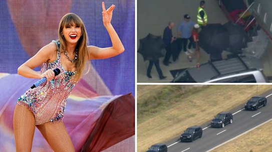 Taylor Swift farewelled Melbourne on Monday, departing for Sydney on a private jet.