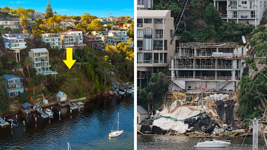 The Seaforth waterfront property prior to construction (left) and the site pictured last week. 