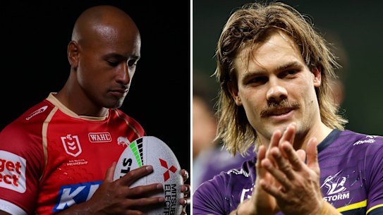 Felise Kaufusi (left) has paid tribute to Ryan Papenhuyzen (right), and called for players to consider concerns around head trauma more seriously. 