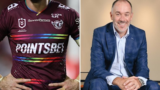 Manly’s controversial pride jersey and former Essendon boss Andrew Thorburn.