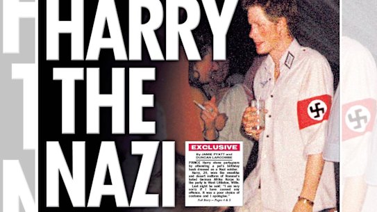Harry the Nazi: the Sun’s front page after Prince Harry dressed up in a Nazi costume.