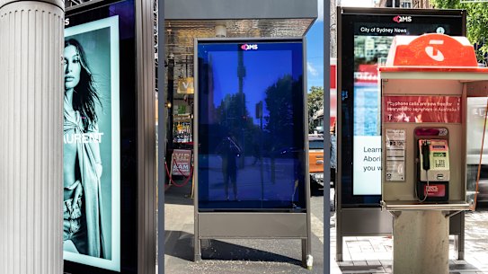 Some of the billboards are located right next to phone booths, largely obscuring one side from view. Photos: Michael Koziol and Steven Siewert