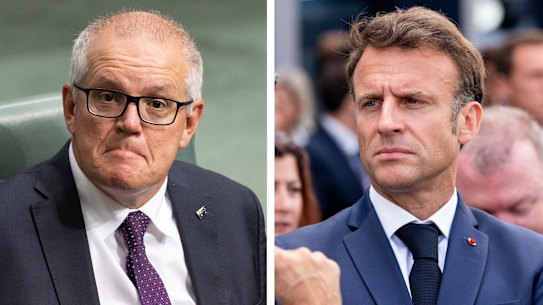Scott Morrison, Emmanuel Macron.