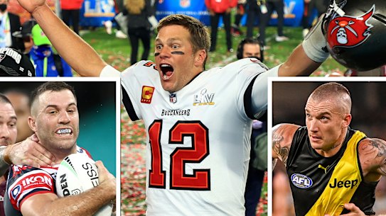 James Tedesco, Tom Brady and Dustin Martin.