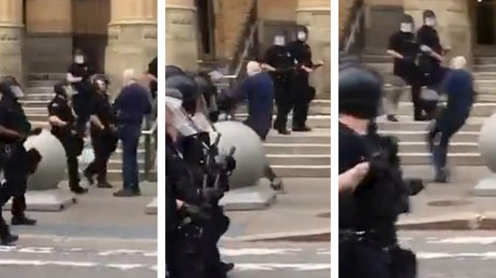 The Police Commissioner of Buffalo has ordered the immediate suspension of two officers involved in a disturbing pushing incident that has put a white 75-year-old man in serious condition in hospital.