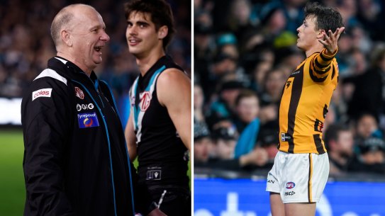 The clash between Ken Hinkley and Jack Ginnivan during last year’s finals will provide the perfect platform to build up the two clubs’ Gather Round clash. 