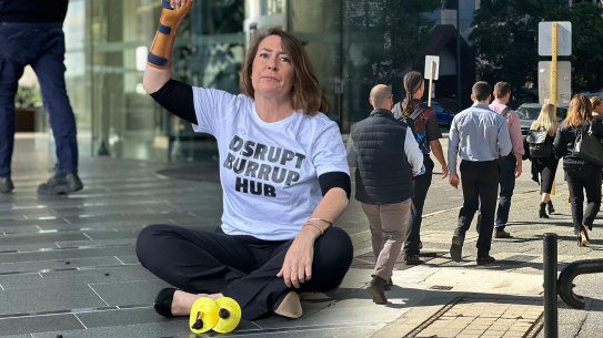 Woodside fake gas leak protester Perth main picture. Picture: WAtoday