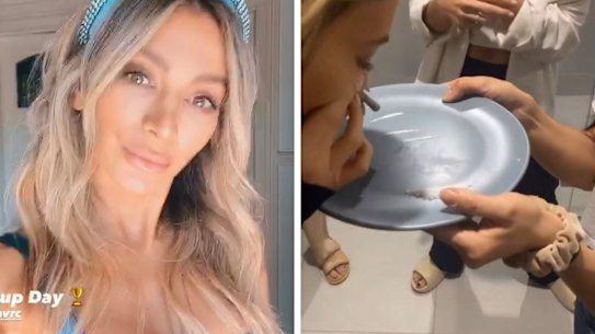 composite - SHD EMERALD CITY.  Nadia Bartell(former afl WAG) doing cocaine off the plate. Supplied
