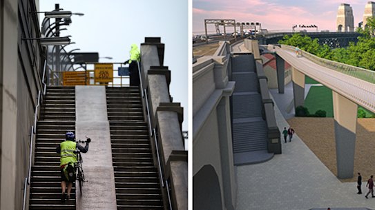 Transport officials say they are finalising plans for cycle ramps at the north and south ends of the Sydney Harbour Bridge more than two years after community opposition sidelined the project.