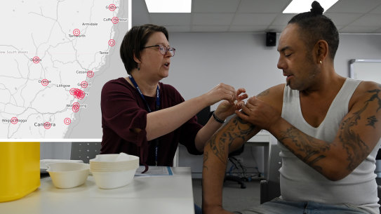 Jayden Poi receives a Pfizer vaccine in Sydney last week.