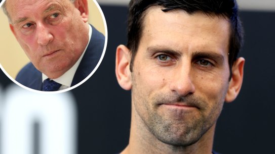 Richard Colbeck and Novak Djokovic