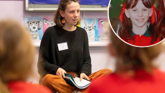 Alexa Stuart is 18 and volunteering as an ethics teacher at her old primary school,where she teaches ethics. pic shows her at Lambton Public School (Newcastle NSW).16th June 2022.pic by Peter Stoop/Sun Herald .
Primary Ethics volunteer teacher Alexa Stuart back when she was in primary school and learning ethics. Supplied pic.