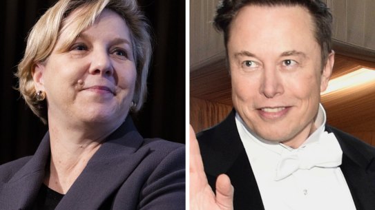 Robyn Denholm and Elon Musk. 