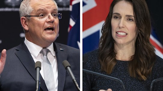 Scott Morrison and Jacinda Ardern.
