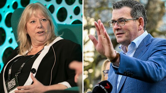 Premier Daniel Andrews and Commonwealth Games Federation boss Katie Sadleir.