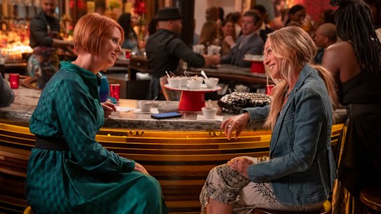 Miranda (Cynthia Nixon) and Carrie (Sarah Jessica Parker) in And Just Like That ... season three.