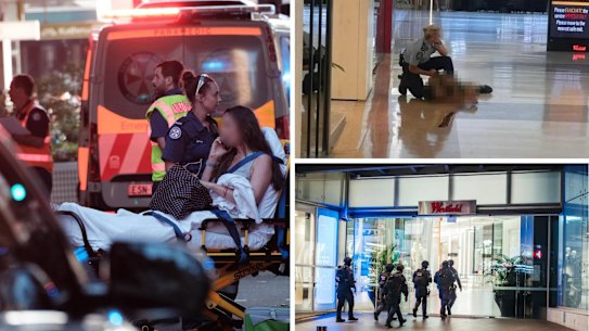 Scenes following the Bondi Junction attack.