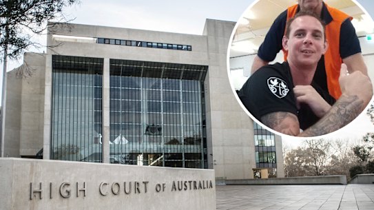 High Court of Australia. Inset, Indigenous man Brendan Thoms who is facing deportation.