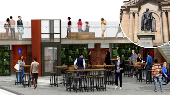 Composite image of the State Library and the proposal for a rooftop bar