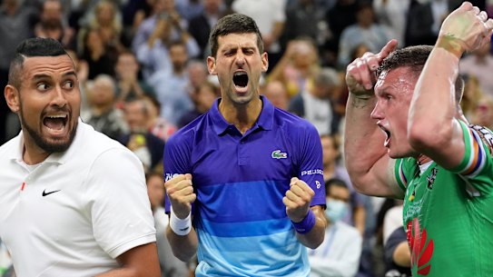 Nick Kyrgios, Novak Djokovic and Jack Wighton.