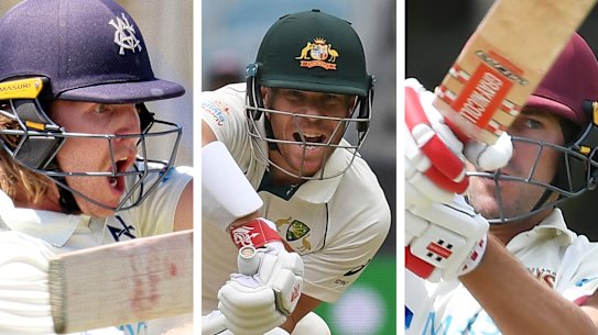 Will Pucovski, David Warner and Joe Burns.