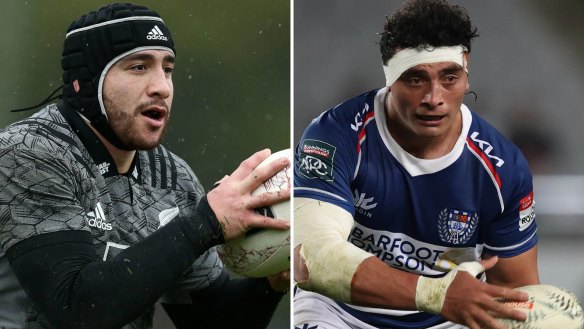 The Queensland Reds have signed New Zealand props Jeffery Toomaga-Allen (left) and Alex Hodgman (right).