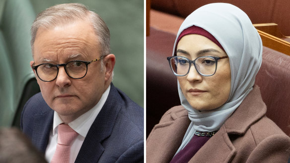 Anthony Albanese and Fatima Payman.