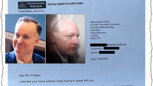 The letter showing FBI agents sought to interview novelist Andrew O’Hagan about Julian Assange.
