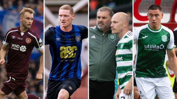 Nathaniel Atkinson, Kye Rowles, Ange Postecoglou, Aaron Mooy and Lewis Miller are part of a big Aussie contingent in the Scottish Premiership this season.