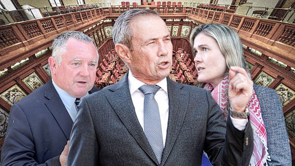 WA State Development Bill, Steve Thomas, WA Premier Roger Cook, Greens MP Sophie McNeill. Picture: WAtoday