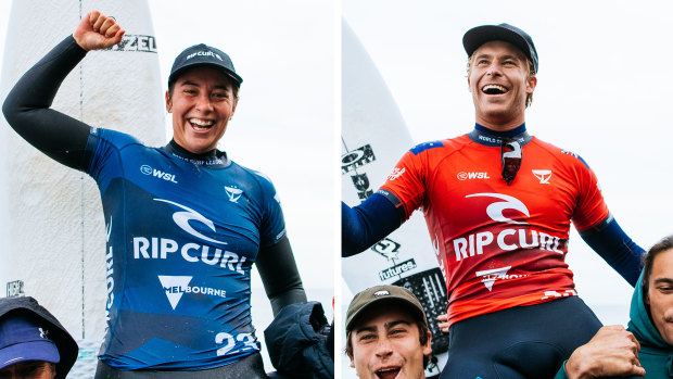 ‘In honour of her’: Ewing wins Rip Curl Pro 40 years after his mum; Wright defends women’s title