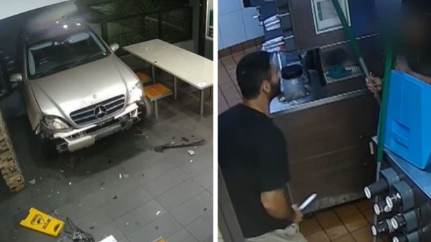 Man jailed after crashing into McDonald’s, chasing terrified woman with knife