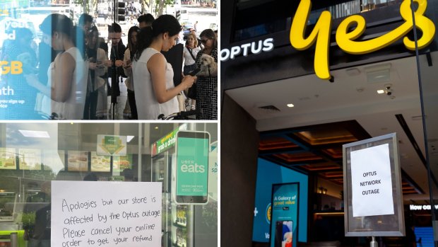 Angry customers outside Optus store as phones remain down at hospitals