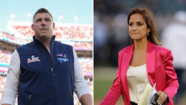 New England Patriots head coach Mike Vrabel and former NFL reporter at The Athletic Dianna Russini.