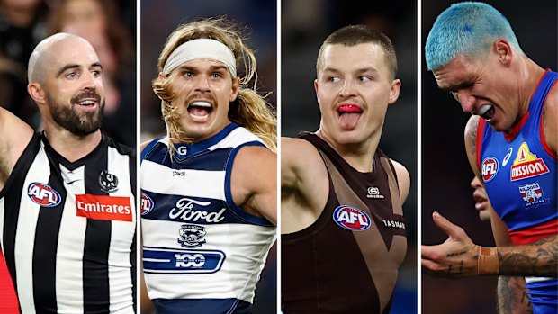 September dreaming: Steele Sidebottom, Bailey Smith, Jack Ginnivan and Rory Lobb have premiership aspirations.