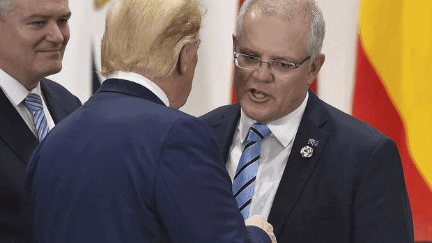 Donald Trump, Scott Morrison and the nations’ trade delegations in 2019. 