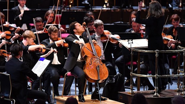 Sheku Kanneh-Mason, lost in the moment at London’s Royal Albert Hall. 